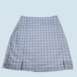 Brandy Melville Blue White Plaid Juliette Mini Skirt Size Small Checkered
